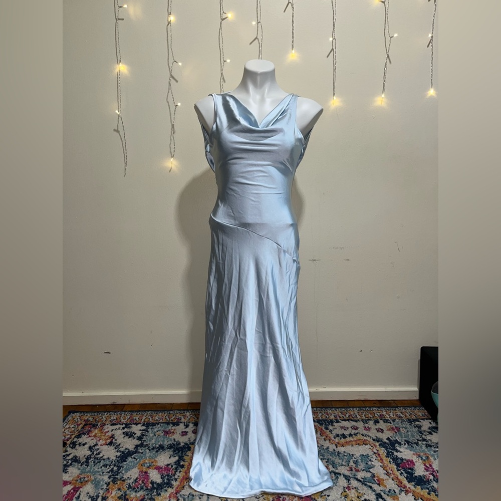 Elegant Light Blue Satin Dress